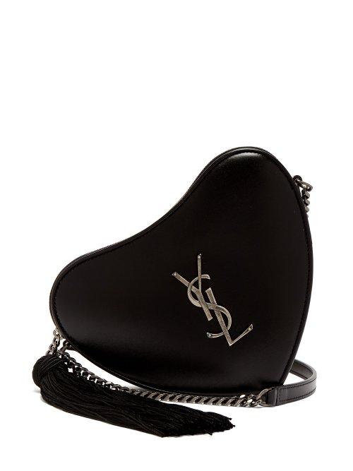 Matchesfashion.com Saint Laurent - Love Heart Logo Leather Bag - Womens - Black