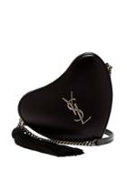Matchesfashion.com Saint Laurent - Love Heart Logo Leather Bag - Womens - Black