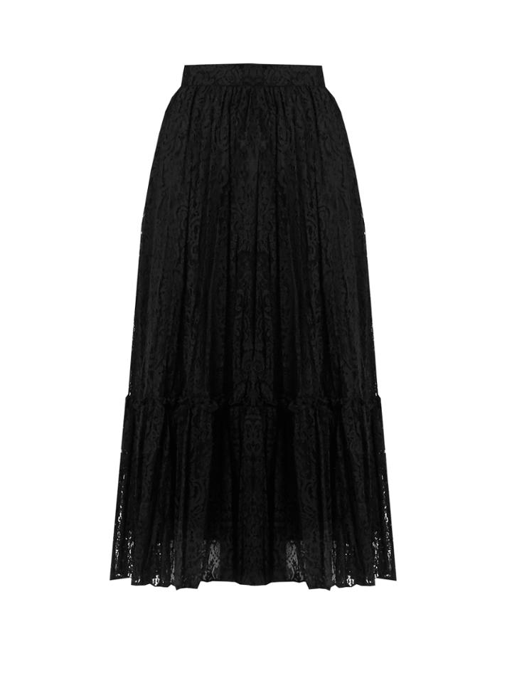 Valentino Frilled-hem Lace Skirt