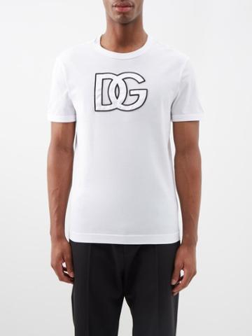 Dolce & Gabbana - Satin-logo Cotton-jersey T-shirt - Mens - White