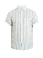 Matchesfashion.com Frescobol Carioca - Short Sleeved Striped Linen Shirt - Mens - Blue Multi