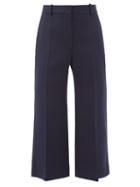 Matchesfashion.com Victoria Beckham - Wool-twill Cropped Kick-flare Trousers - Womens - Navy