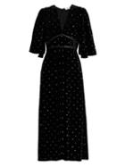 Matchesfashion.com Fendi - Studded Cape Sleeve Velvet Dress - Womens - Black