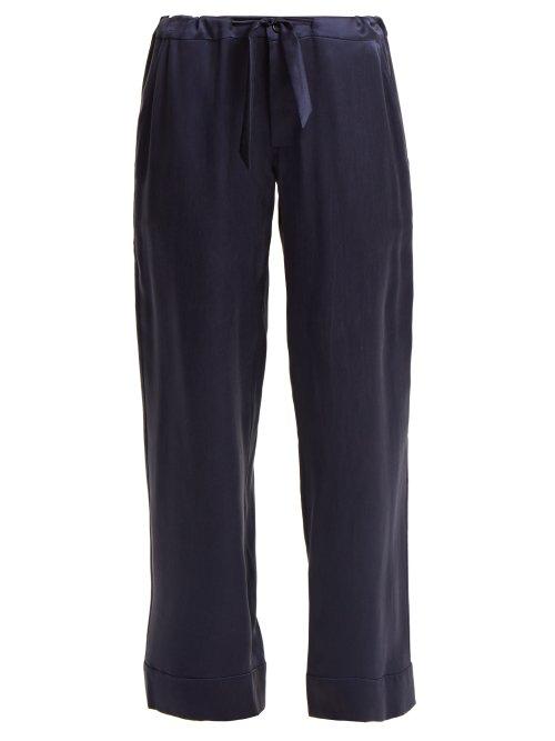 Matchesfashion.com Chufy - Drawstring Waist Silk Charmuese Trousers - Womens - Navy
