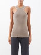 Agolde - Bea Cut-away Cotton Ribbed Tank - Womens - Light Brown