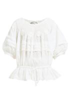 Matchesfashion.com Innika Choo - Floral Embroidered Fil Coup Ramie Blouse - Womens - White