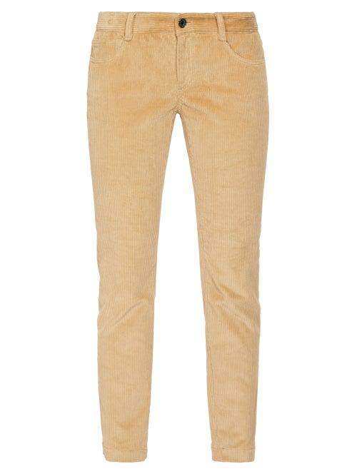 Matchesfashion.com Dolce & Gabbana - Corduroy Cigaratte Trousers - Womens - Beige