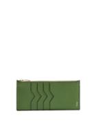 Matchesfashion.com Valextra - Contrast Edge Grained Leather Coin Purse - Womens - Light Green