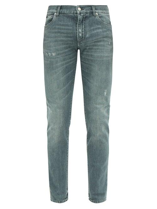 Matchesfashion.com Dolce & Gabbana - Distressed Skinny Jeans - Mens - Grey