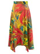 Matchesfashion.com Peter Pilotto - Tropical Print Silk Blend Cloqu Midi Skirt - Womens - Green Multi