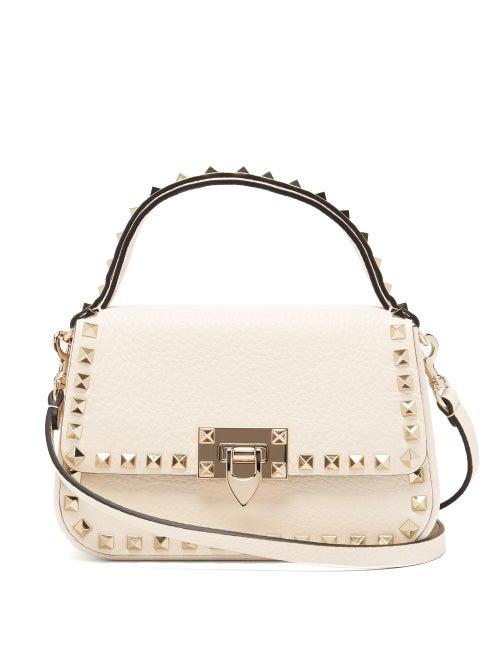 Matchesfashion.com Valentino Garavani - Rockstud Grained-leather Cross-body Bag - Womens - White