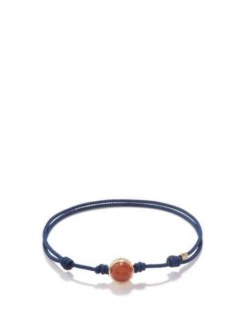 Luis Morais - Lapis, Carnelian & 14kt Gold Corded Bracelet - Mens - Navy