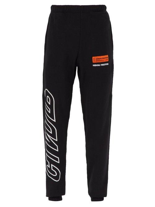 Matchesfashion.com Heron Preston - Logo Print Cotton Track Pants - Mens - Black White