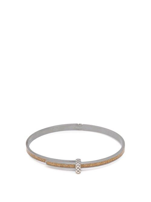Matchesfashion.com Bottega Veneta - Intrecciato Embossed Silver Bracelet - Womens - Gold