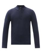 Matchesfashion.com Paul Smith - Long-sleeved Merino-wool Polo Shirt - Mens - Navy