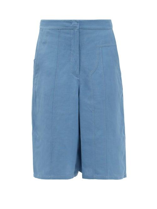 Matchesfashion.com Salvatore Ferragamo - Patch-pocket Gabardine Bermuda Suit Shorts - Womens - Light Blue