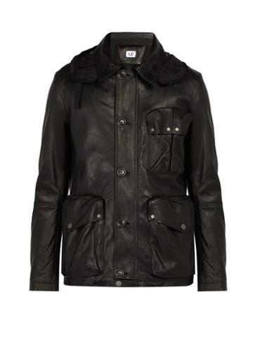 Matchesfashion.com C.p. Company - Goggle Lens Leather Jacket - Mens - Black