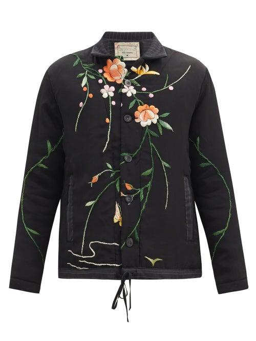 Matchesfashion.com By Walid - Jono Floral-embroidered Silk-wool Jacket - Mens - Navy Multi