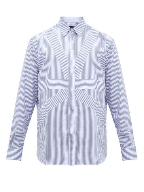 Matchesfashion.com Stella Mccartney - Norton Union Jack Striped Cotton Shirt - Mens - Blue