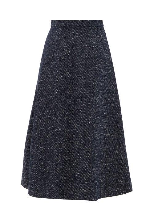 Ladies Rtw Emilia Wickstead - Ionie Denim Midi Skirt - Womens - Dark Blue