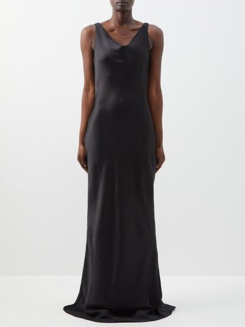 Norma Kamali - Maria Draped Satin-crepe Gown - Womens - Black