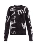 Stella Mccartney - Logo-jacquard Faux-fur Sweater - Womens - Black White