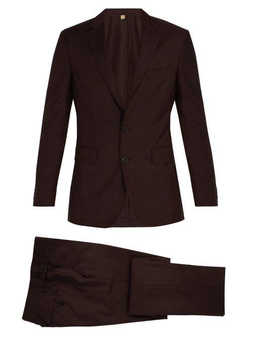 Matchesfashion.com Burberry - Soho Single Breasted Wool Blend Suit - Mens - Burgundy