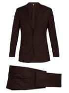 Matchesfashion.com Burberry - Soho Single Breasted Wool Blend Suit - Mens - Burgundy