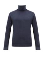 Matchesfashion.com Altea - Garment Dyed Virgin Wool Roll Neck Sweater - Mens - Navy