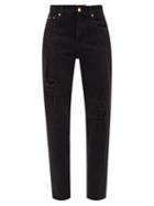 Dolce & Gabbana - Distressed Straight-leg Jeans - Womens - Black