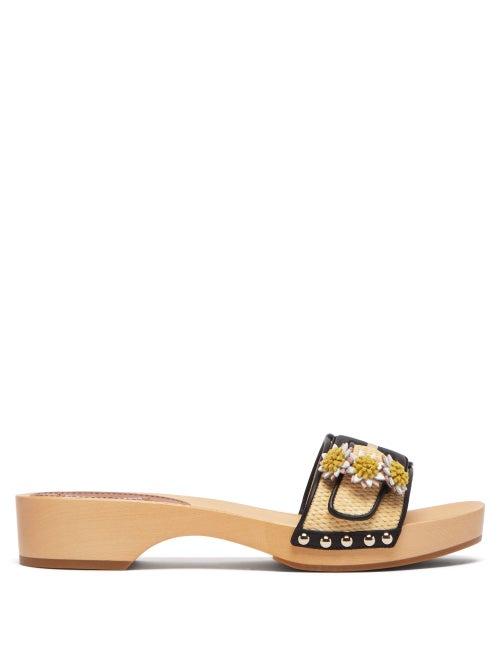 Matchesfashion.com Fabrizio Viti - Dr. Viti Daisy-appliqu Faux-raffia Slides - Womens - Cream Multi