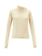 Matchesfashion.com Lemaire - Asymmetric-neck Wool-jersey Sweater - Womens - Ivory