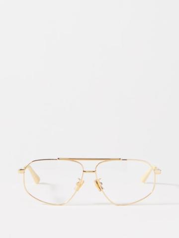 Bottega Veneta Eyewear - Aviator Metal Glasses - Womens - Gold