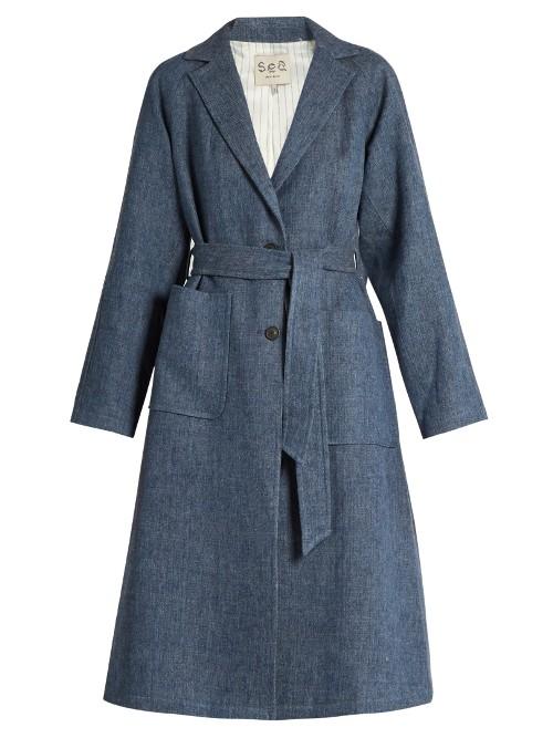 Sea Linen-blend Denim Overcoat