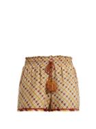 Matchesfashion.com Talitha - Tutsi Graphic Print Cotton And Silk Blend Shorts - Womens - Orange