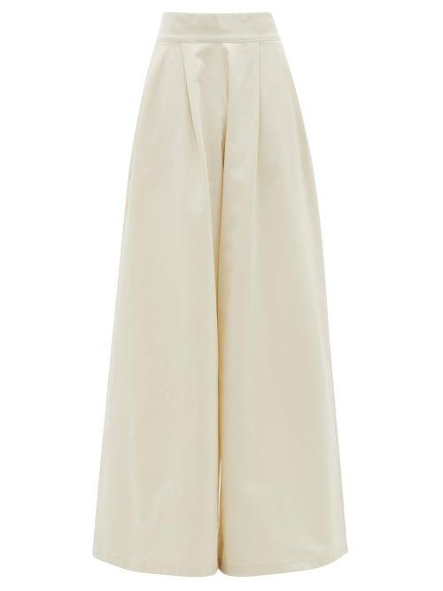Matchesfashion.com Escvdo - Acasia High-rise Cotton Wide-leg Trousers - Womens - Ivory