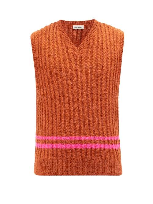 Molly Goddard - Ralph Cable-knit Wool Sweater Vest - Mens - Orange