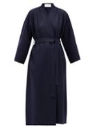 Matchesfashion.com Harris Wharf London - Kimono-sleeve Belted Virgin-wool Coat - Womens - Navy