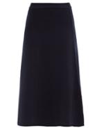 Matchesfashion.com Joseph - A-line Wool Knitted Midi Skirt - Womens - Navy