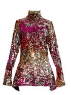 Halpern High-neck Sequin-embellished Dress