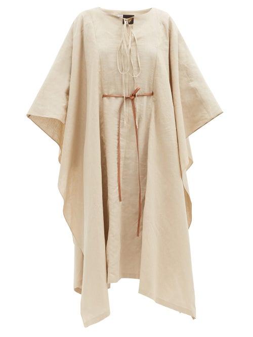 Matchesfashion.com Loewe Paula's Ibiza - Tie-waist Linen-blend Maxi Kaftan - Womens - Beige