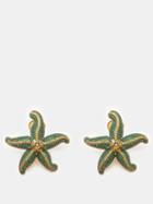 Begm Khan - Sea Star 24kt Gold-plated Clip Earrings - Womens - Green