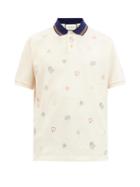 Matchesfashion.com Gucci - Symbol-embroidered Cotton-piqu Polo Shirt - Mens - White Multi