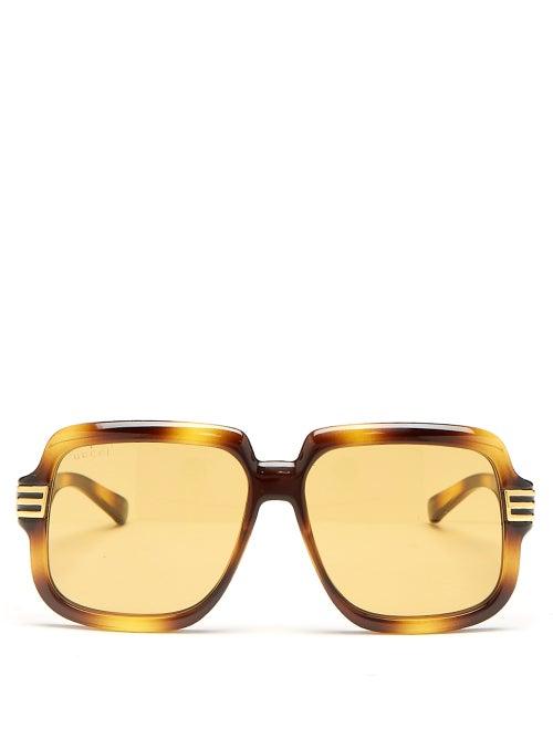 Gucci - Oversized Square Tortoiseshell-acetate Sunglasses - Mens - Tortoiseshell