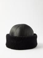 Toteme - Shearling Turn-up Brim Hat - Womens - Black