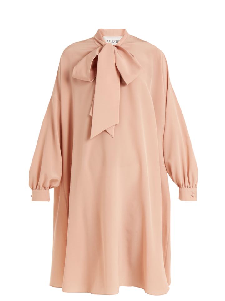 Valentino Neck-tie Silk Crepe De Chine Dress