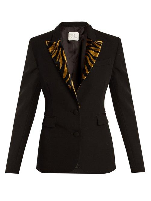 Matchesfashion.com Hillier Bartley - Barathea Contrast Lapel Wool Blend Blazer - Womens - Black Gold