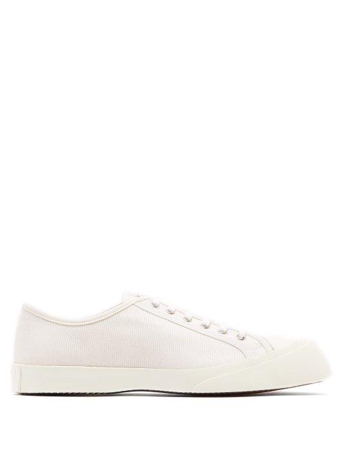 Matchesfashion.com Marni - Exaggerated Sole Low Top Canvas Trainers - Mens - White