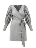 Matchesfashion.com Rhode - Frankie Puff-shoulder Metallic-jersey Wrap Dress - Womens - Silver