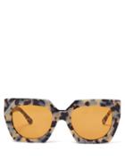 Matchesfashion.com Ganni - Square Frame Acetate Sunglasses - Womens - Beige